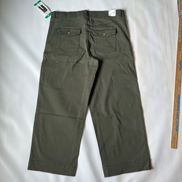 Gloria Vanderbilt Pull on wide leg crop size 12 Olive green tummy Smoothing - Picture 4 of 9